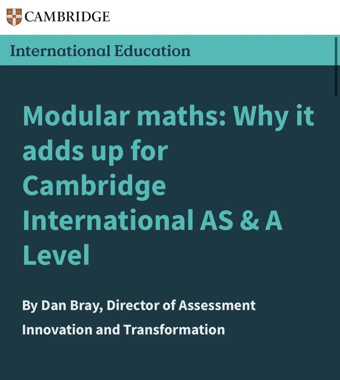 CIE将推出全新模块化AS&ALevel数学课程 2027年9月开始授课！