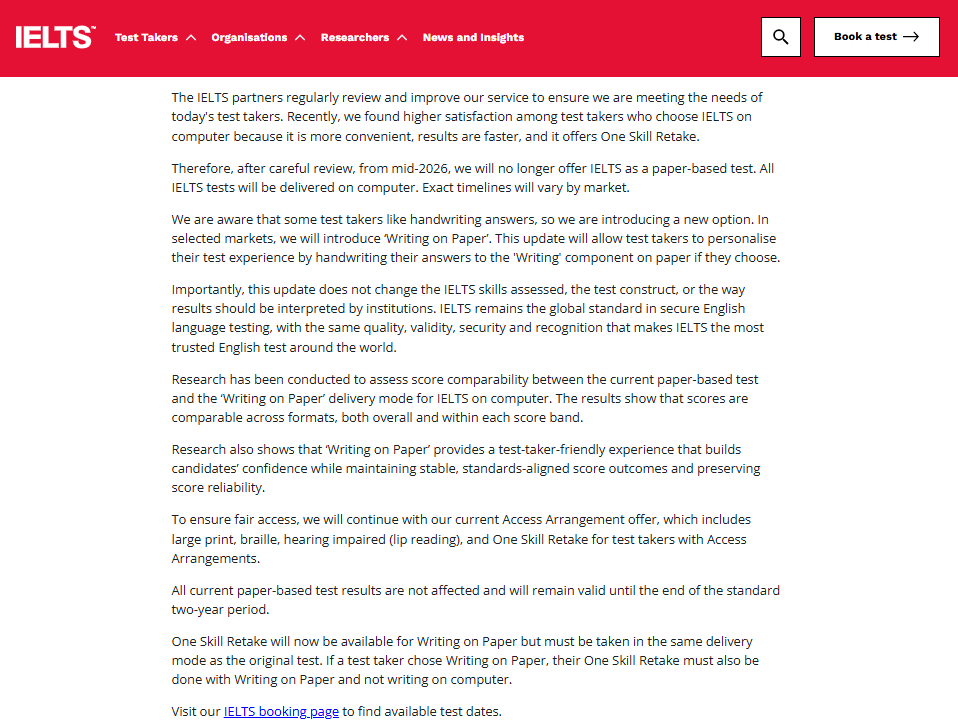 最新消息：雅思官方发布全球取消纸笔考试！