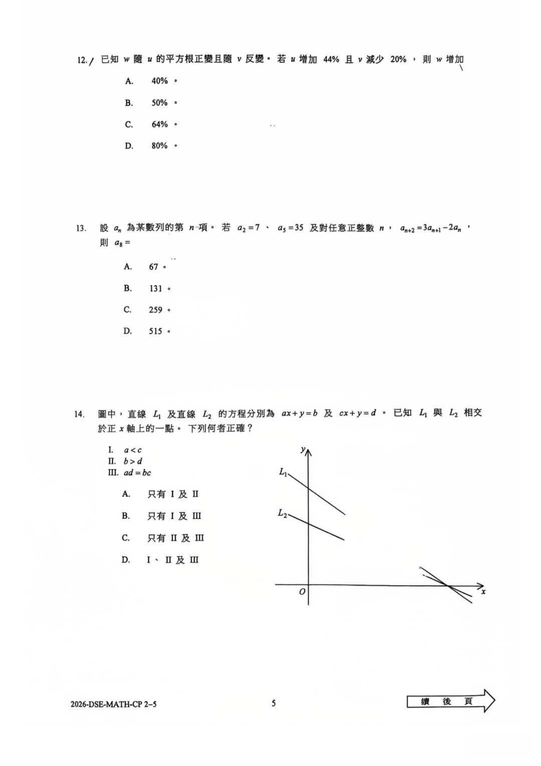 2026DSE数学考试回顾，卷一较难而卷二简单