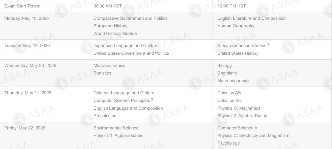 2026 AP大考考场信息更新丨中国内地、中国香港、韩国、新加坡考点地址汇总！