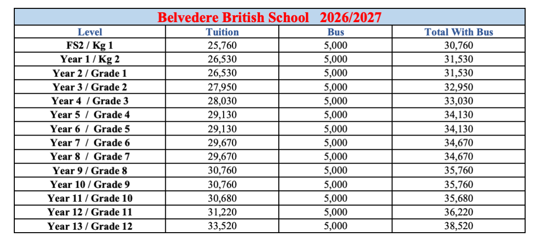 贝尔维德英国学校（Belvedere British School）入学指南