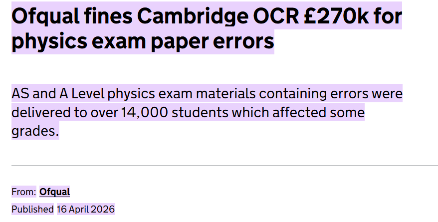 OCR考试局物理考试翻车，被重罚27万英镑！GCSE最后冲刺，“刷题”之上的最优解！