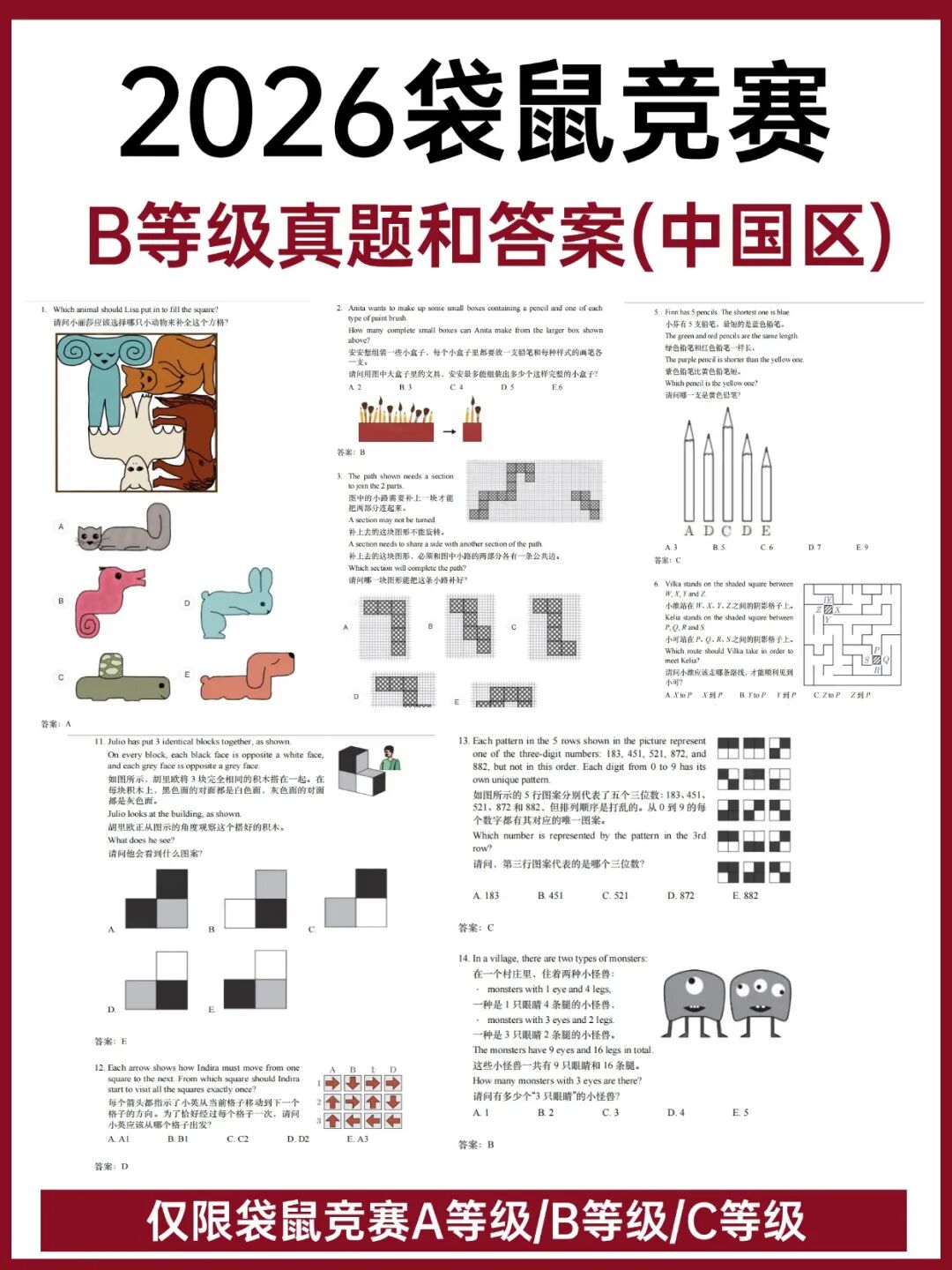 2026年袋鼠竞赛考情分析：出现4大新变化，附2026年袋鼠竞赛真题+答案解析(中国区）