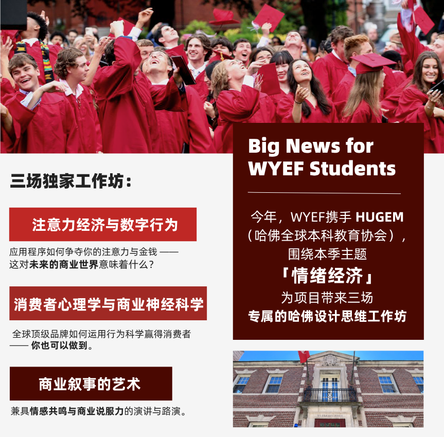 顶峰相见 | 2026WYEF携手哈佛HUGEM，世界级设计思维创新工作坊仅此一站