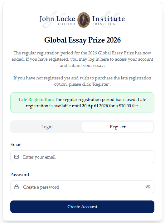 【重要提醒】2026 John Locke写作竞赛延迟注册至4月30日!错过报名的抓紧最后机会! 【重要提醒】2026 John Locke写作竞赛延迟注册至4月30日!错过报名的抓紧最后机会!