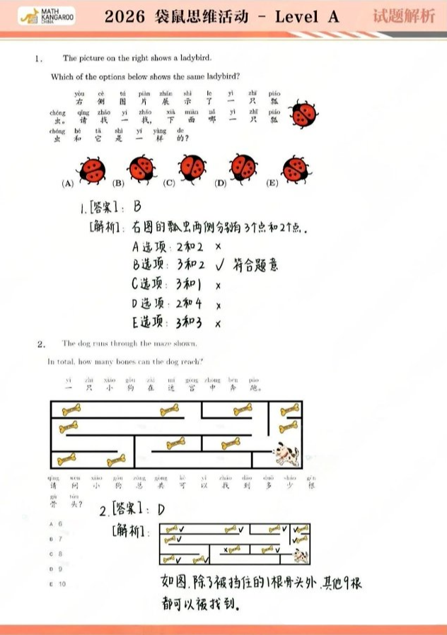 2026袋鼠数学竞赛什么时候出成绩？多少分能拿到金奖？