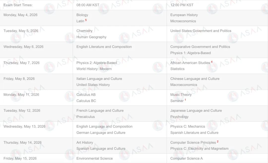 2026 AP大考考场信息更新丨中国内地、中国香港、韩国、新加坡考点地址汇总！