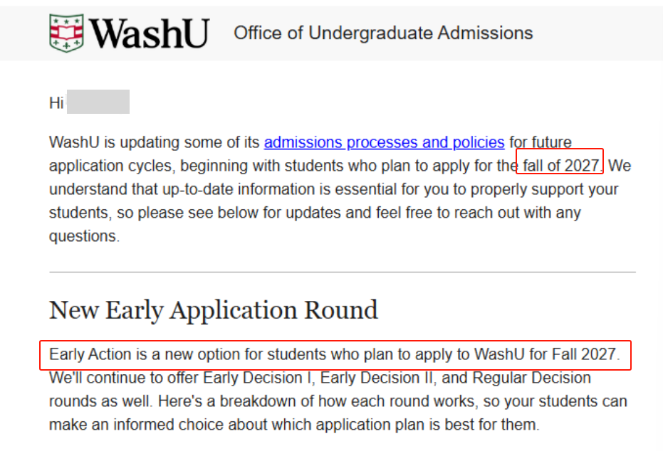 全美Top20圣路易斯华大官宣：2027Fall新增EA轮次美本早申格局再变