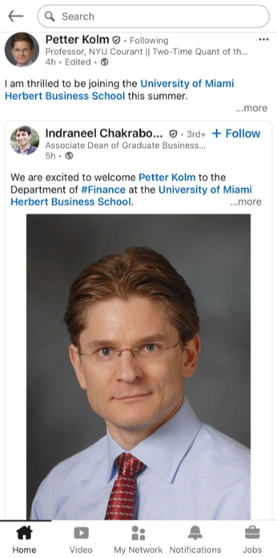 纽大金数项目主任出走？Petter Kolm离开Courant转战迈阿密大学商学院？