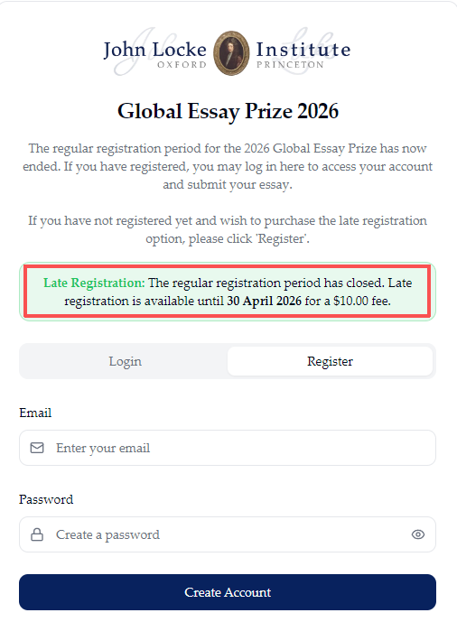 2026John Locke报名延期!4月30日前付费10美元即可补报!附John Locke范文