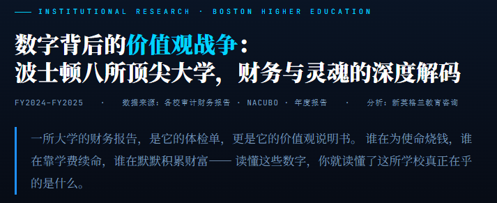 【全网独家！】数字背后的价值观战争：波士顿八所顶尖大学，财务与灵魂的深度解码