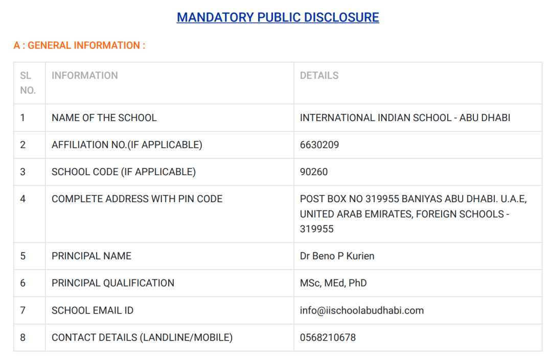 阿布扎比国际印度学校（International Indian School Abu Dhabi）入学指南