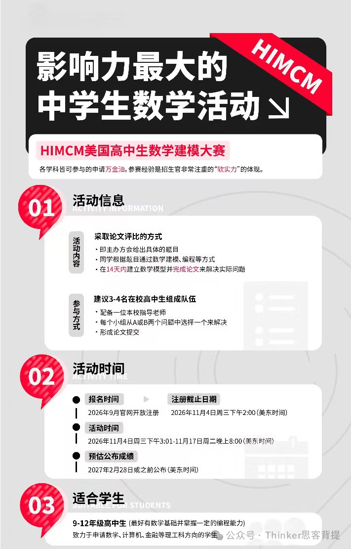 2026 | HiMCM竞赛时间？himcm奖项设置说明！himcm课程咨询