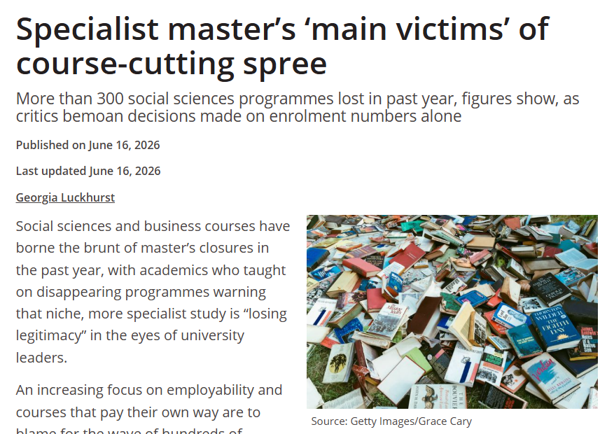 英国大学掀起专业关停潮 数百个硕士项目一年内消失