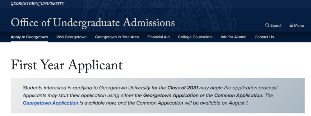 乔治城大学加入Common App 2027Fall申请规则大洗牌