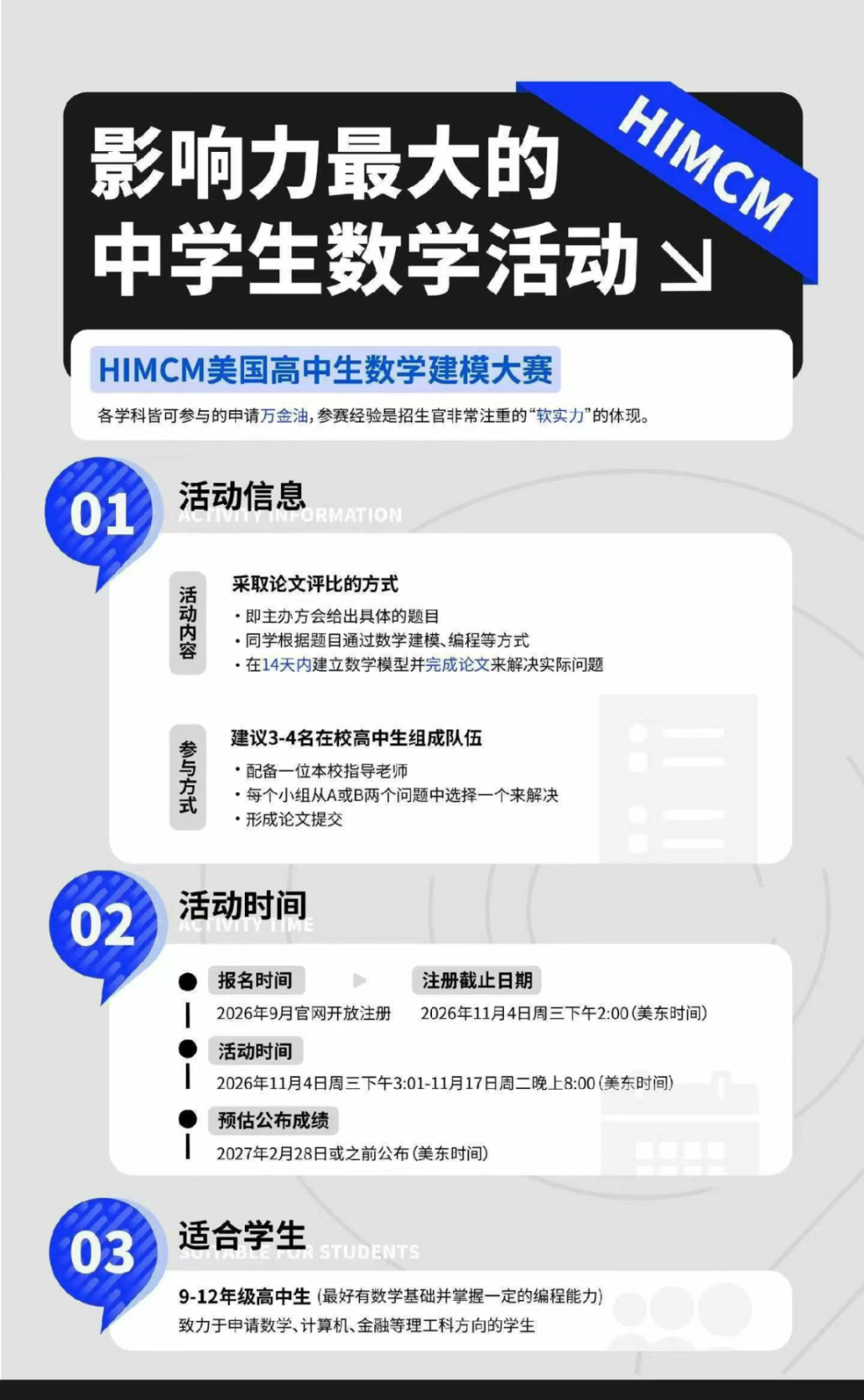 2026 | HiMCM组队规则解读！机构himcm全国组队：北上广深知名国际学校学霸队伍等你加入