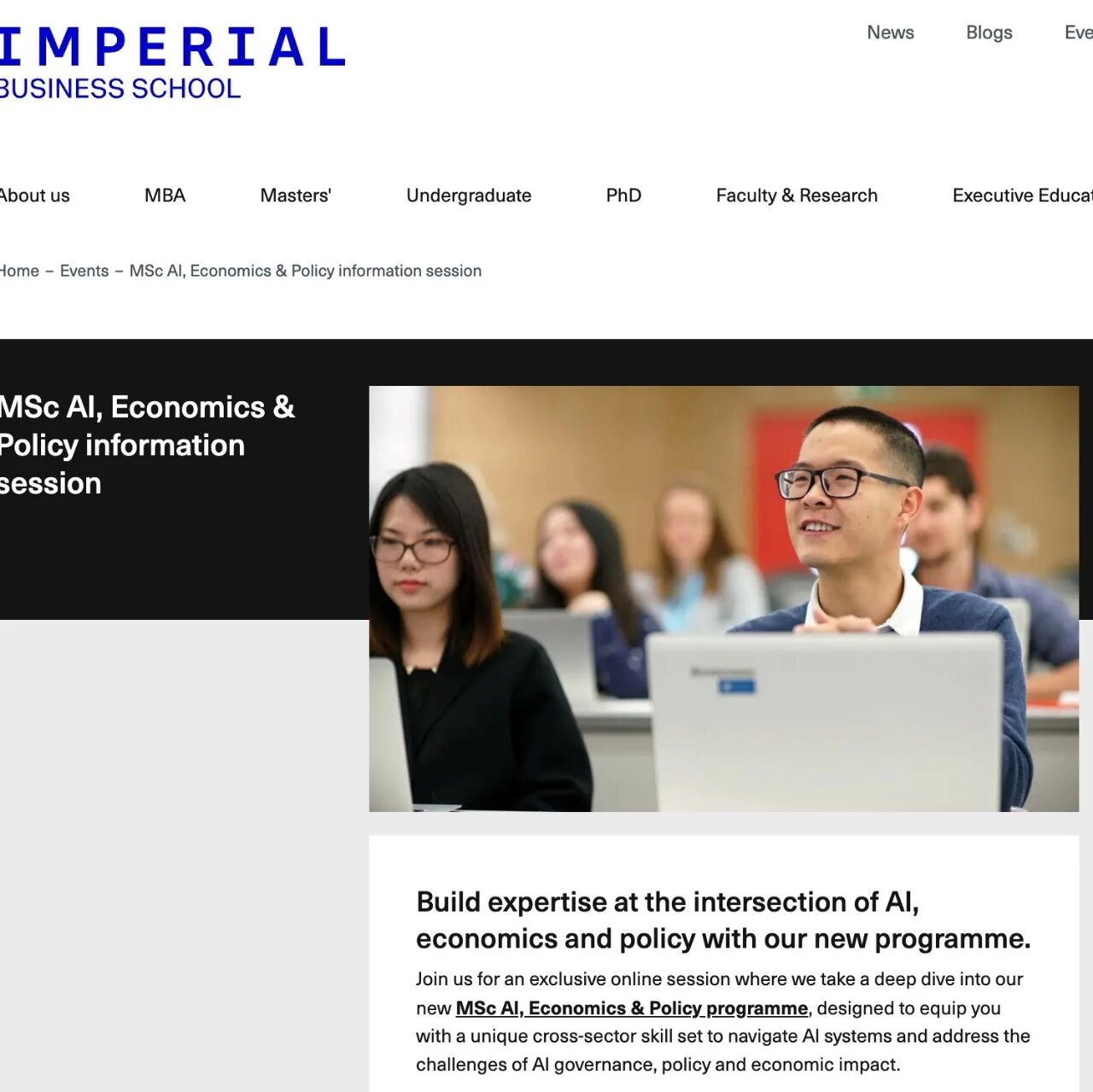 IC商学院全新硕士项目MSc AI, Economics & Policy 首届录取红利正当时