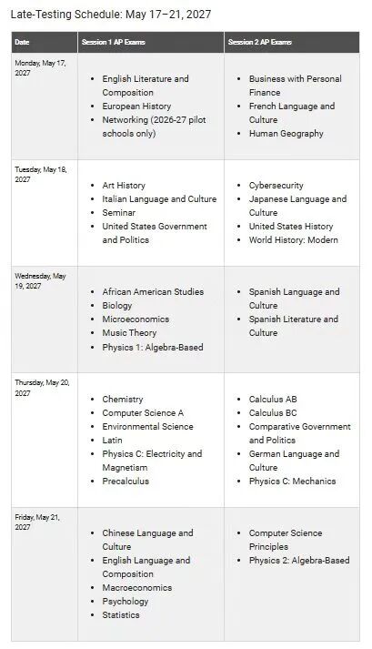 AP | 2027年AP考试时间已公布，看看有啥变化？