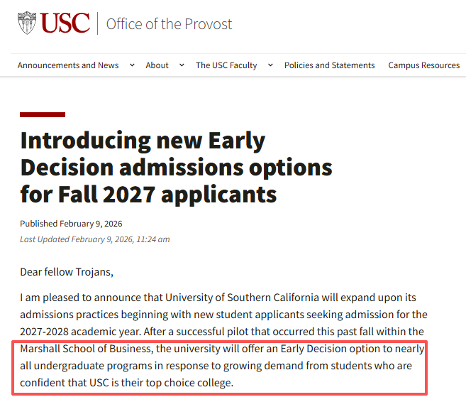 美国大学ED加速扩张!USC、UF、FSU相继加入,2027美本申请策略变了 美国大学ED加速扩张!USC、UF、FSU相继加入,2027美本申请策略变了