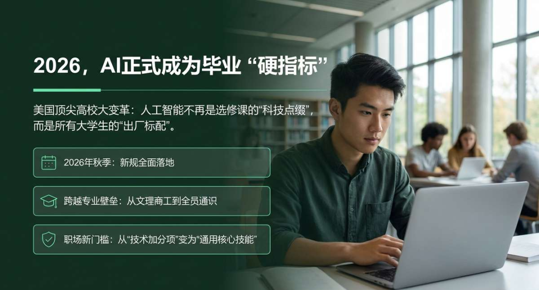 2026美国高校大变革 AI正式纳入毕业硬性要求 大学生再也绕不开了