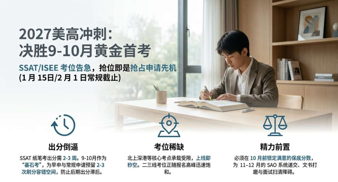 2027美高申请冲刺 SSAT/ISEE 考位告急 中国家庭如何锁定秋季黄金席位