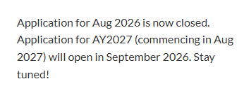 2027Fall | 南洋理工大学各专业申请时间汇总