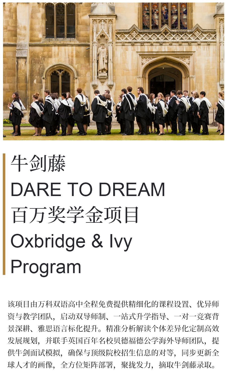 万科双语高中「牛剑藤百万奖学金」项目,开放名额申请! 万科双语高中「牛剑藤百万奖学金」项目,开放名额申请!