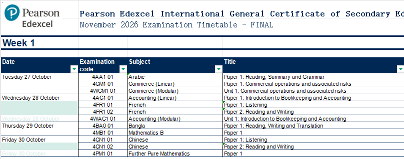 2026 Alevel & IGCSE秋季大考时间一览 2026 Alevel & IGCSE秋季大考时间一览