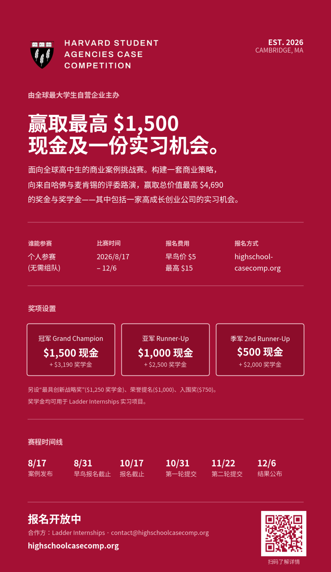 高中生也能打“顶级商赛”？哈佛学生企业(HSA)官方案例赛来了