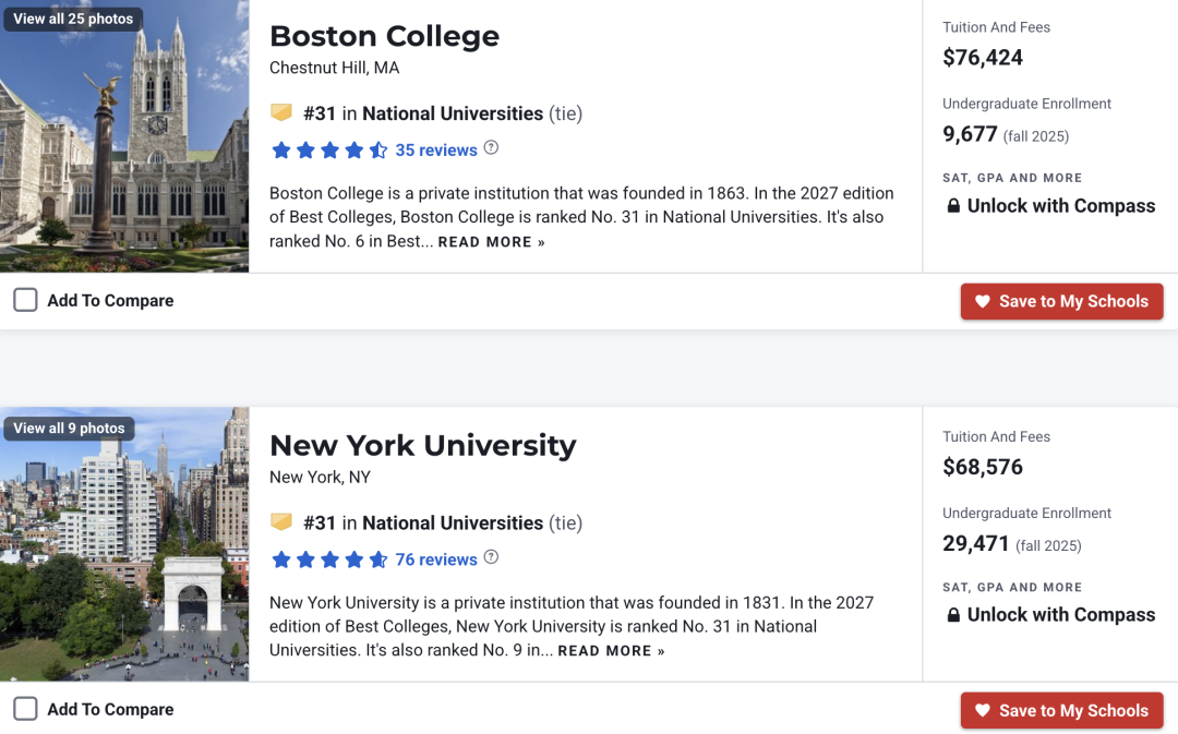 排名大洗牌!2027 USNews全美大学排名发布! 排名大洗牌!2027 USNews全美大学排名发布!