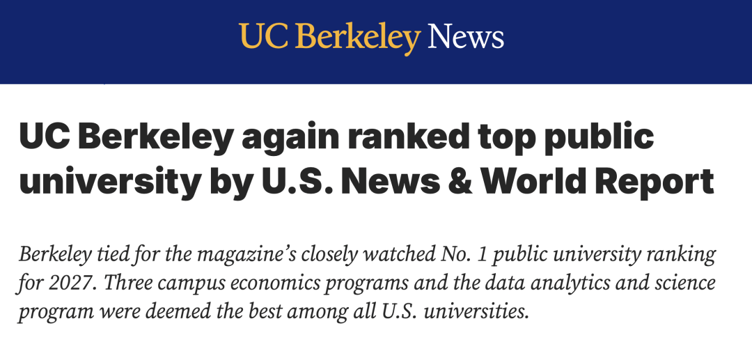 UC九校2027 U.S. News排名深度解读:Berkeley/UCLA仍并列第1,但真正的变化在录取端 UC九校2027 U.S. News排名深度解读:Berkeley/UCLA仍并列第1,但真正的变化在录取端