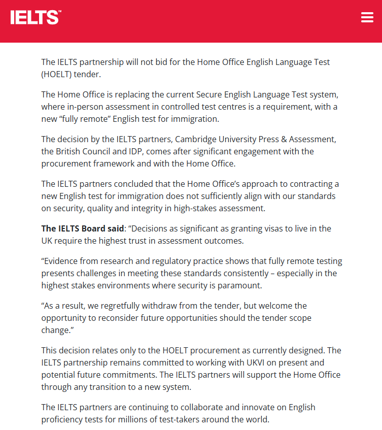 雅思退出英国官方考试,放弃 74 亿天价合同!留学生懵了:我的雅思还能申吗... 雅思退出英国官方考试,放弃 74 亿天价合同!留学生懵了:我的雅思还能申吗...