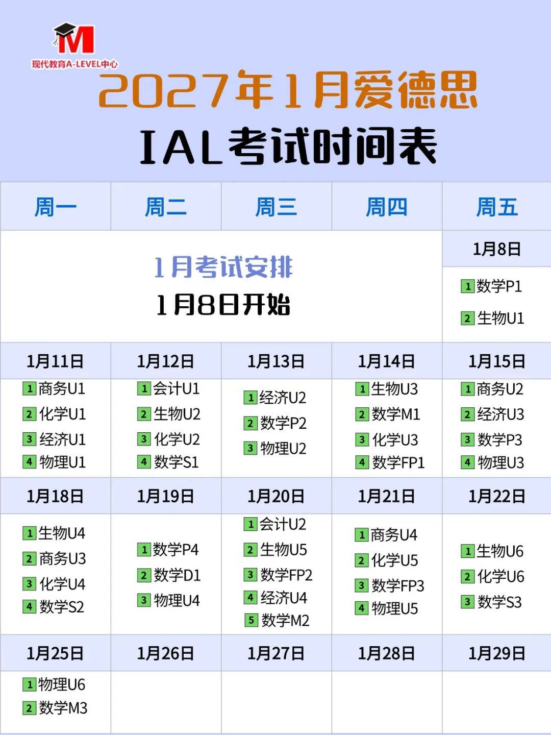 2027 爱德思1月大考备考指南
