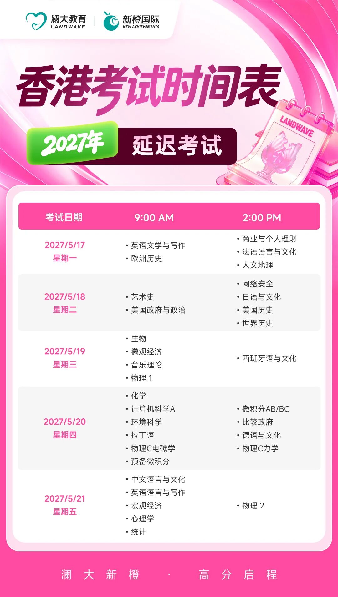 2027 AP报考指南 香港 AP 考试时间表 2 2027 AP报考指南 香港 AP 考试时间表 2
