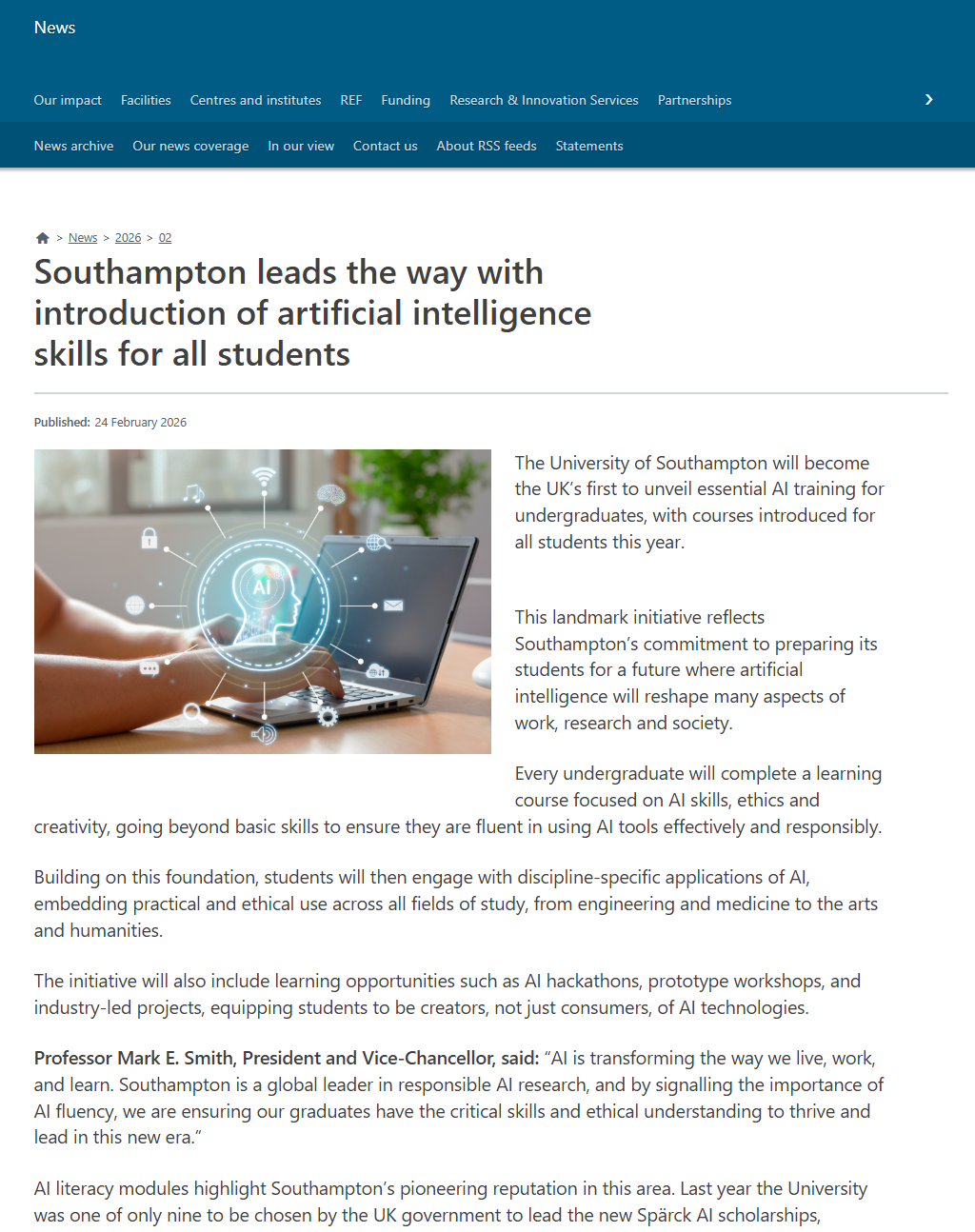 高校认可|南安普顿大学明确认可 A-Level AI