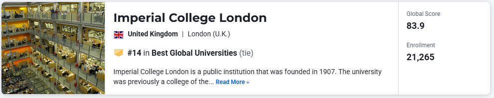 帝国理工凭什么能在QS排名第二?这能说明它是全世界第二好的大学吗? 帝国理工凭什么能在QS排名第二?这能说明它是全世界第二好的大学吗?